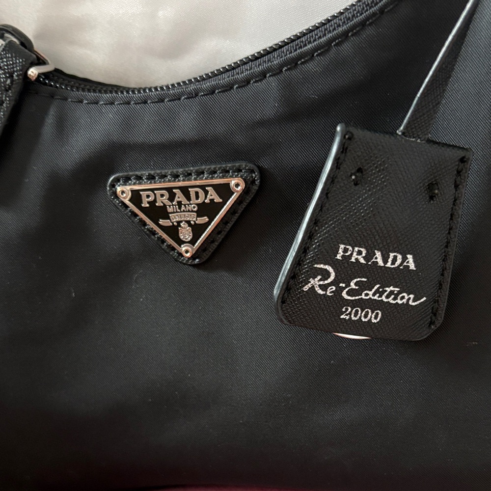 Prada Black Nylon Shoulder Bag with Triangle Logo - Picture 2 of 5